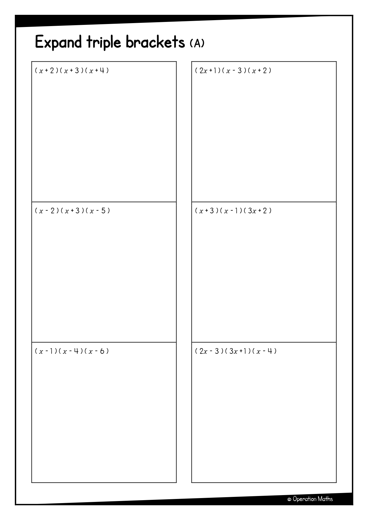 Expand triple brackets worksheet