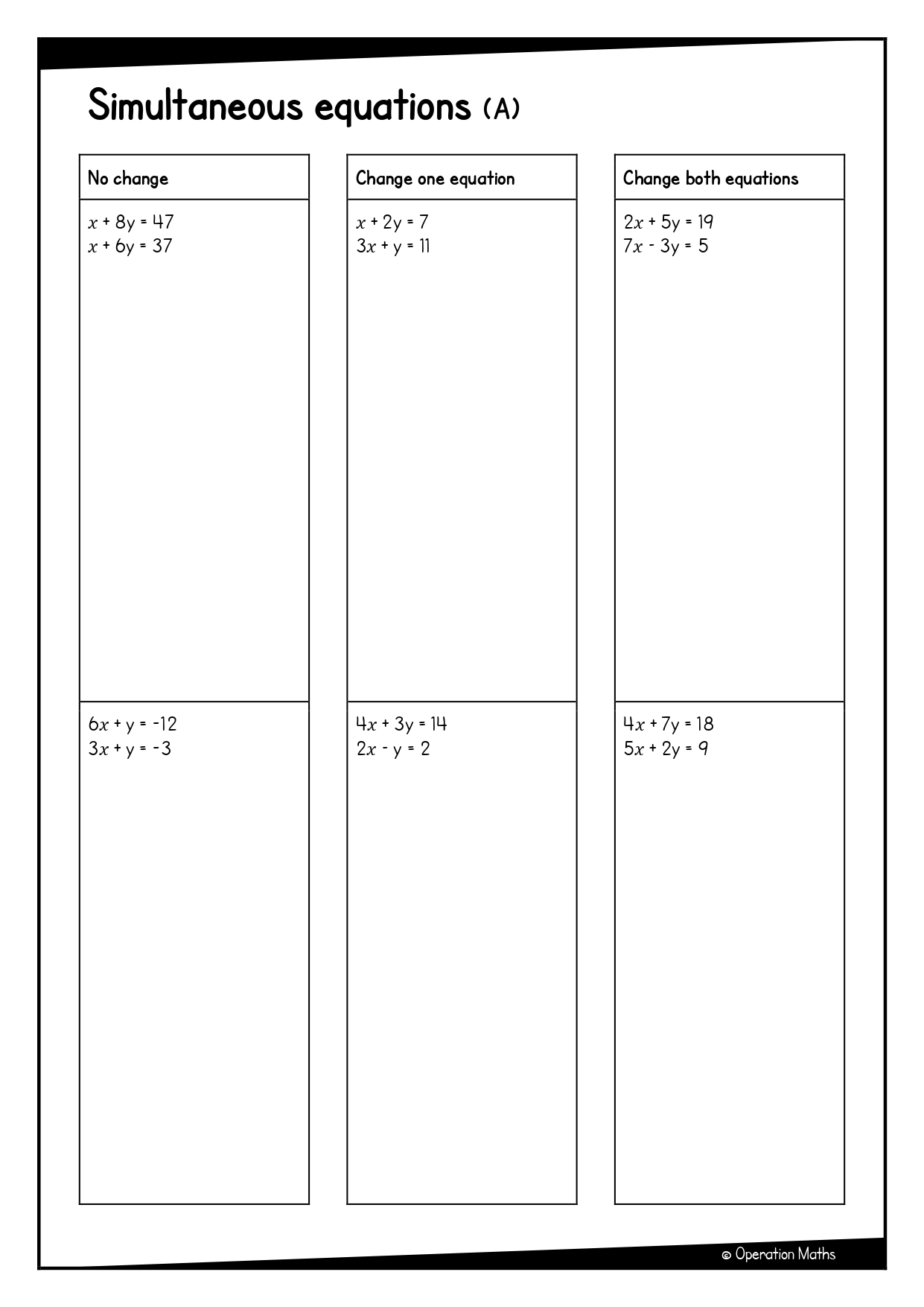 Simultaneous equations