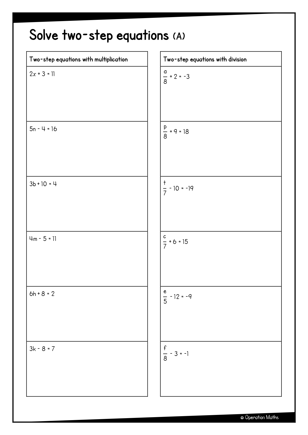 Solve two-step equations
