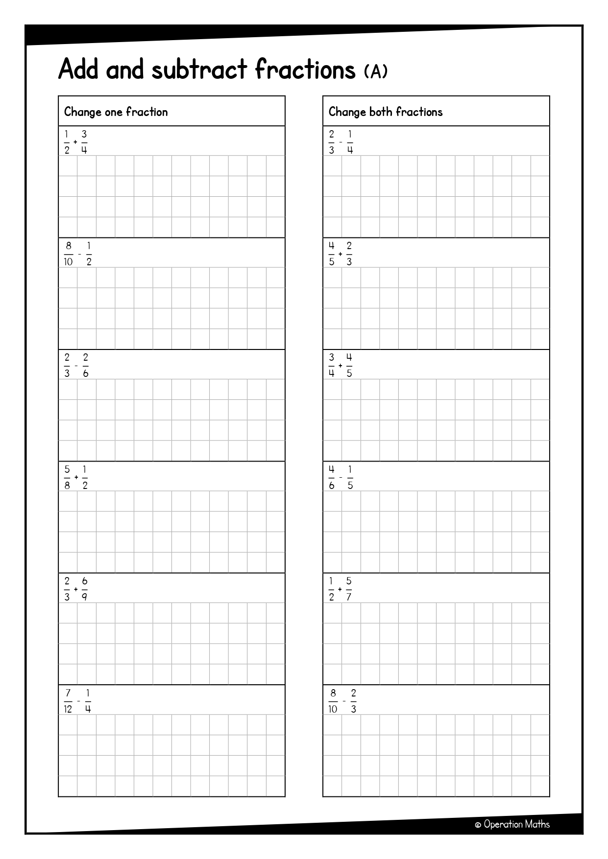 Add and subtract fractions