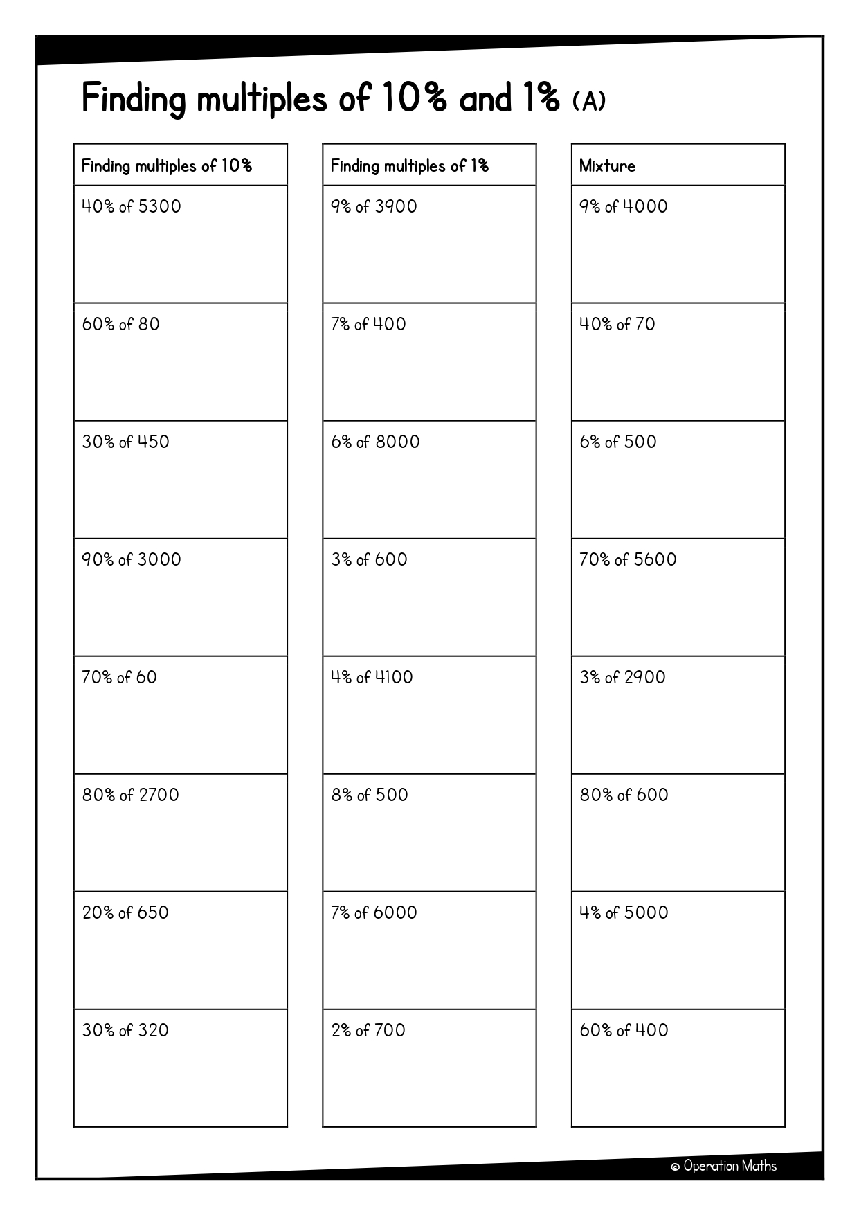 Finding multiples of 10% and 1%