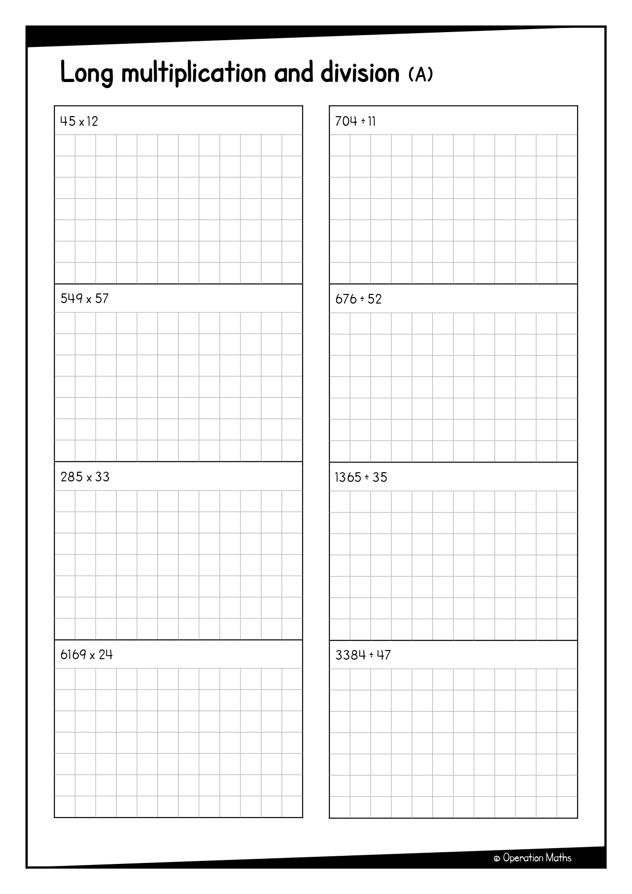 Long multiplication and division