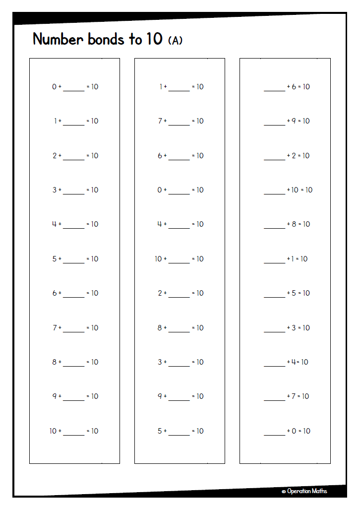  Number bonds to 10