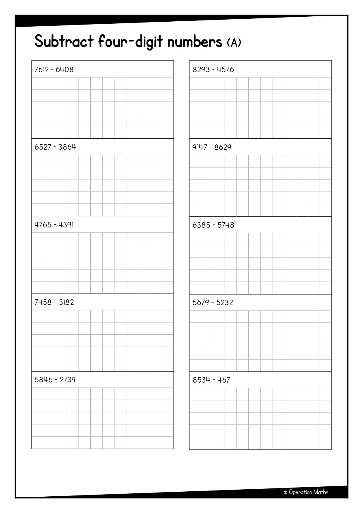Subtract four-digit numbers