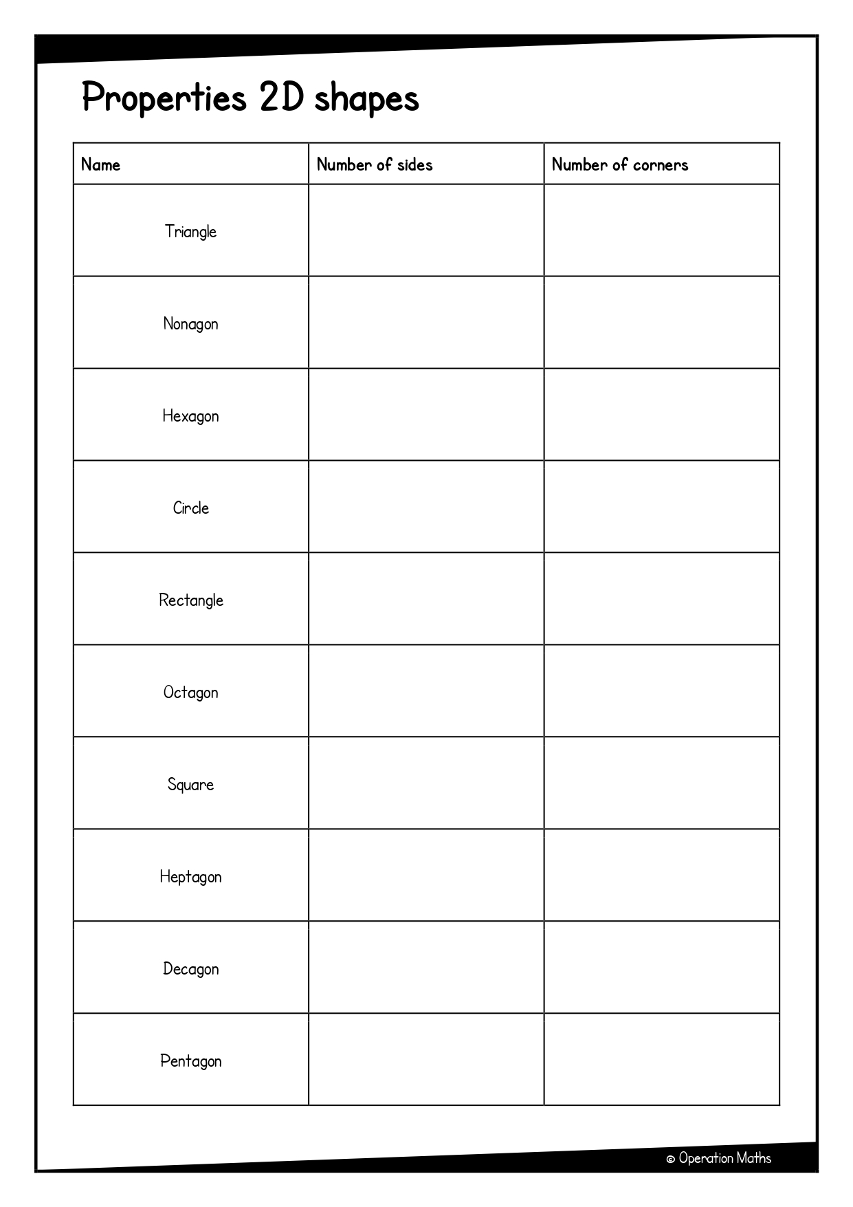 Properties of 2D shapes
