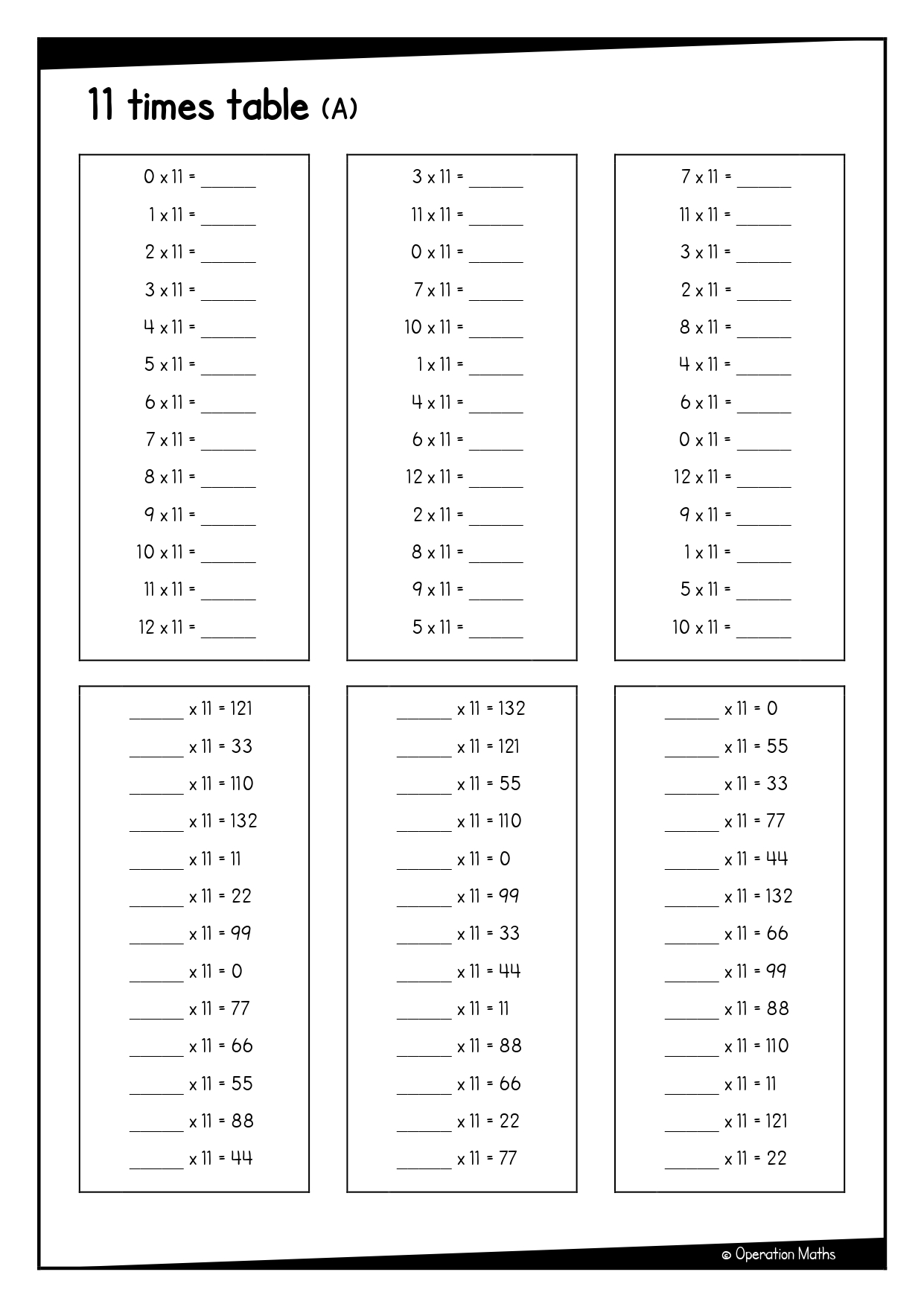 11 times table