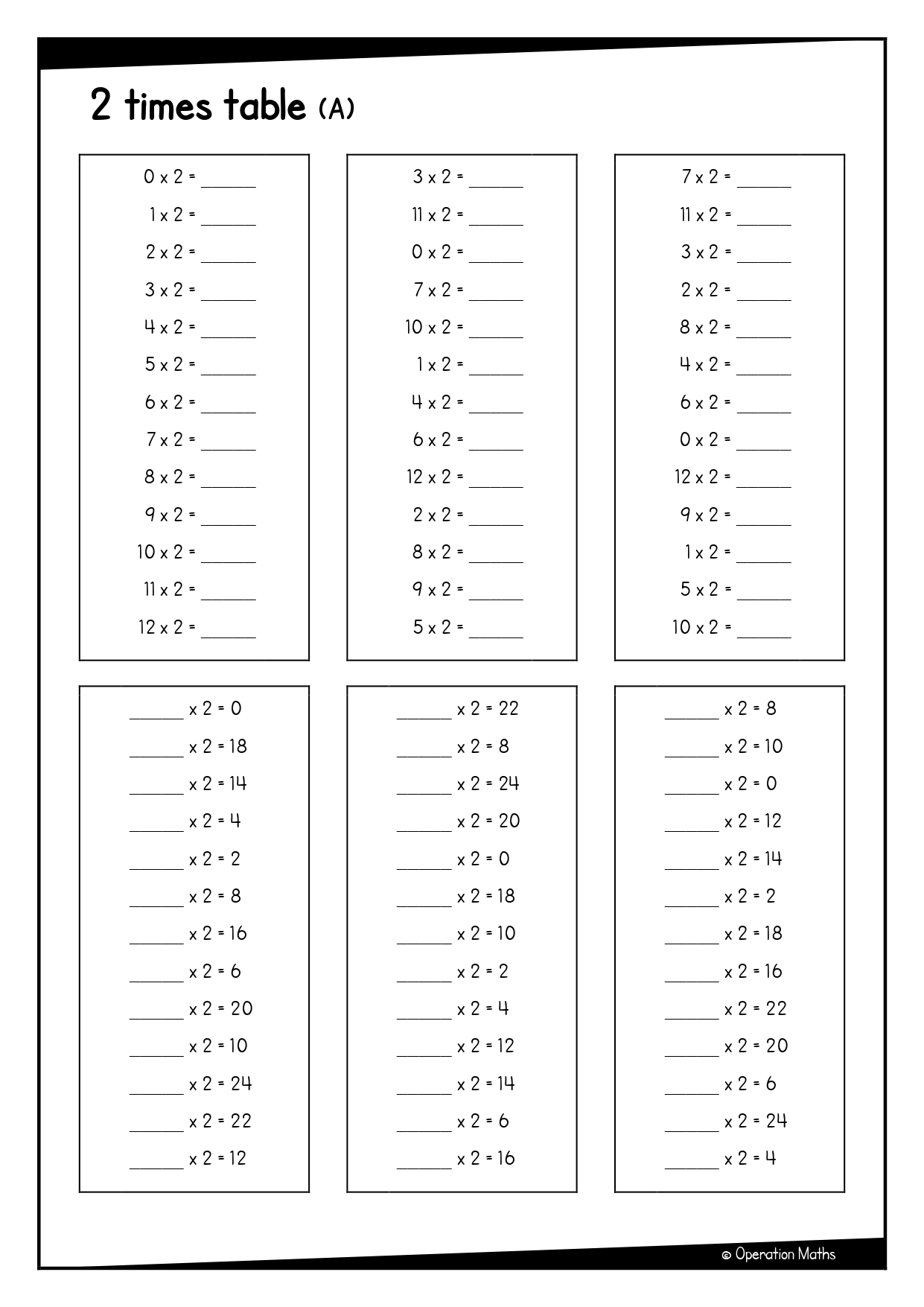 2 times table