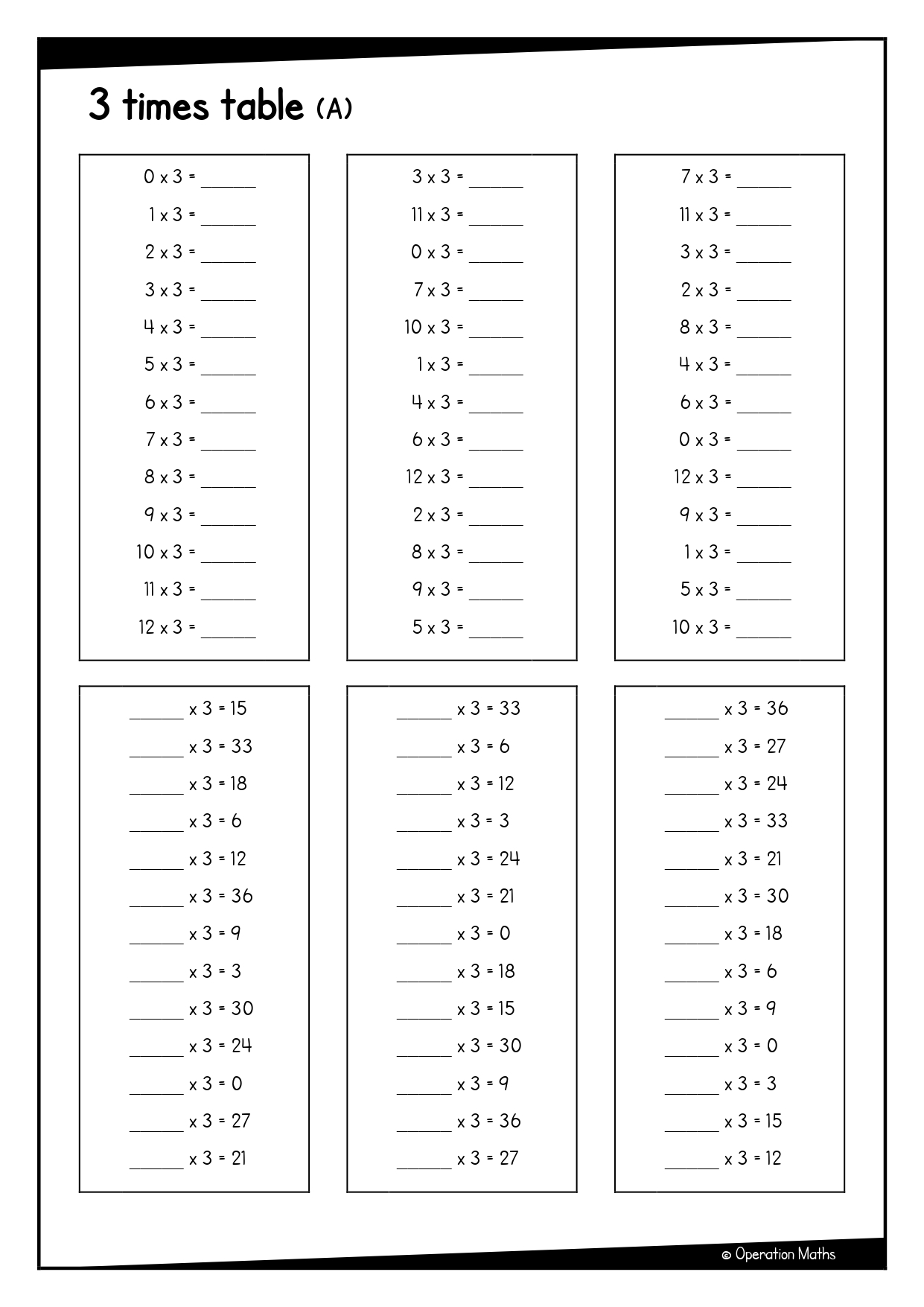 3 times table