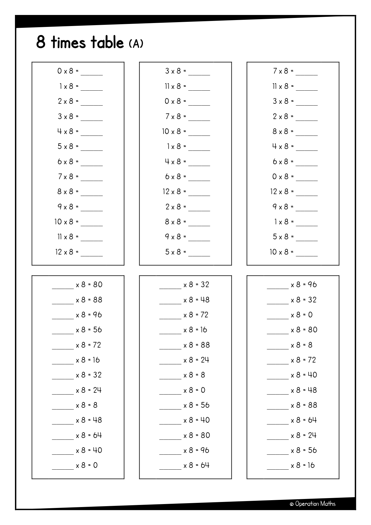 8 times table